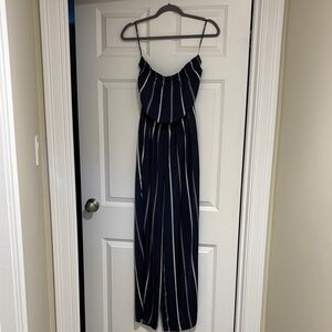 Forever 21 Navy and White Maxi Jumpsuit
